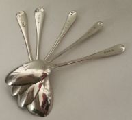 A set of five Edwardian silver OE pattern tablespo