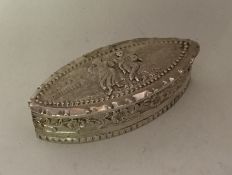 An oval boat shaped dressing table box with crimpe