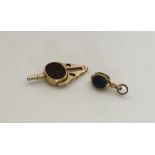 A good Antique gold mounted watch key / spinning f