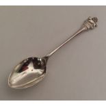 An unusual Edwardian silver souvenir spoon mounted