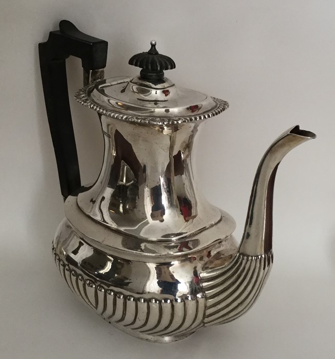 A large silver half fluted coffee pot with gadroon - Image 2 of 2