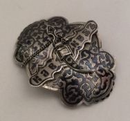 A Russian silver and niello buckle. Punched to rev