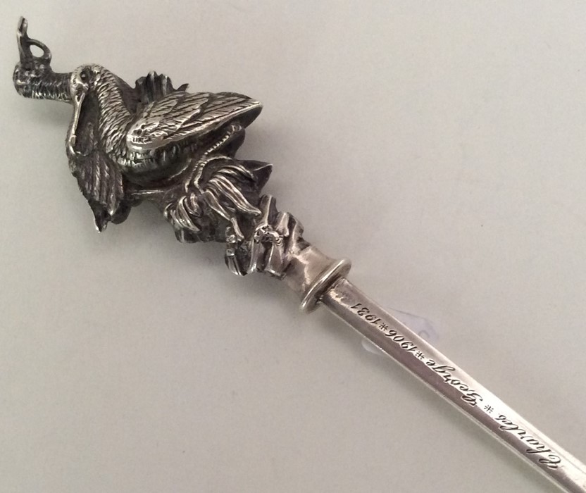 A French silver meat skewer decorated with nesting - Image 2 of 3