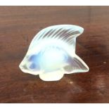 LALIQUE: A stylish blue glass figure of a fish con