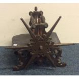 An unusual brass mounted printing press decorated