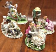 An attractive group of four porcelain figures deco