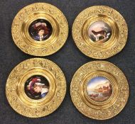 A good set of four decorative porcelain mounted wa