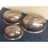 A group of three graduated EPNS meat domes. Est. £