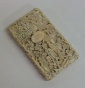 A good quality carved ivory card case with lift-o