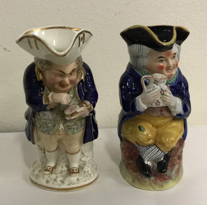 A good pair of pottery Toby jugs with gilt decorat - Image 2 of 2