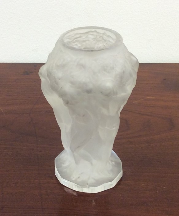 LALIQUE: A small baluster shaped vase decorated wi