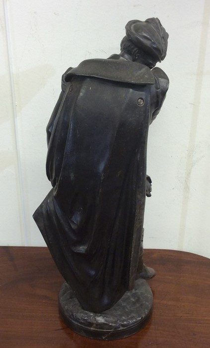 A large spelter figure of a Tudor gentleman on cir - Image 2 of 2