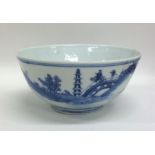 A Chinese blue and white bowl decorated with scene