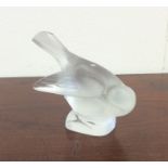 LALIQUE: A small figure of a bird on rectangular b