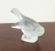 LALIQUE: A small figure of a bird on rectangular b