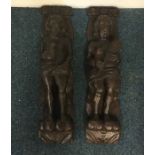 A pair of oak 17th Century caryatids. Approx. 39 c