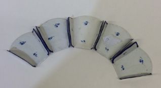 A set of five 18th Century blue and white asparagu