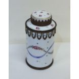 A French cylindrical tea caddy decorated with swag