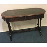 A good quality walnut centre table with scroll dec