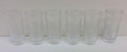 A good set of six etched glasses decorated with an