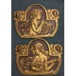 A good pair of cast wall plaques depicting stylise