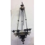 A good Gothic style brass and copper light pendant