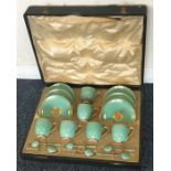 A cased silver mounted Royal Worcester coffee set