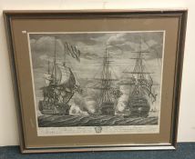 A framed and glazed print depicting ships. Est. £1