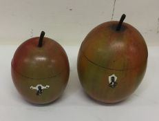 Two tea caddies in the form of apples with hinged