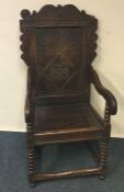 A good early Georgian hall / lambing chair with sc