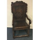 A good early Georgian hall / lambing chair with sc