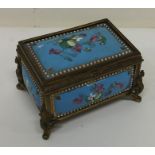 A French porcelain decorated jewellery box with br