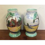 A pair of stylish pottery baluster shaped vases de