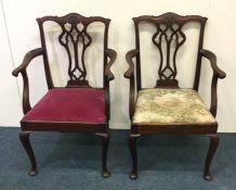 A good pair of Victorian cabriole leg chairs with