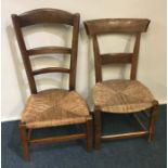 A pair of Continental cane seated chairs. Est. £20