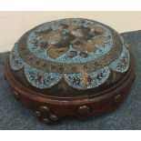 An attractive circular bead top stool with brass m