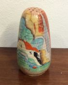 CLARICE CLIFF: An unusual pottery sugar caster of