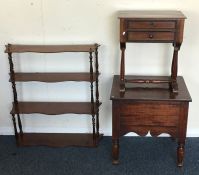 A small Victorian mahogany whatnot together with a