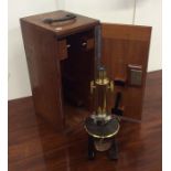 A mahogany cased Karl Zeiss microscope. Est. £200