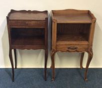 Two Continental hardwood bedside chests. Est. £25