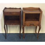 Two Continental hardwood bedside chests. Est. £25