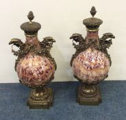 A good pair of large marble baluster shaped cassol