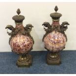 A good pair of large marble baluster shaped cassol