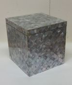A good quality MOP cube shaped box with wooden int