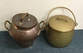 A large brass preserve pan and cover together with