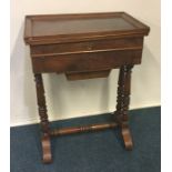 A mahogany and rosewood mounted sewing box with hi