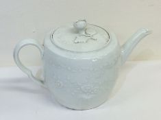 An 18th Century white glazed barrel shaped teapot