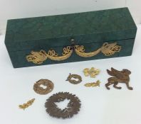 A French jewellery box with gilt mounts and green