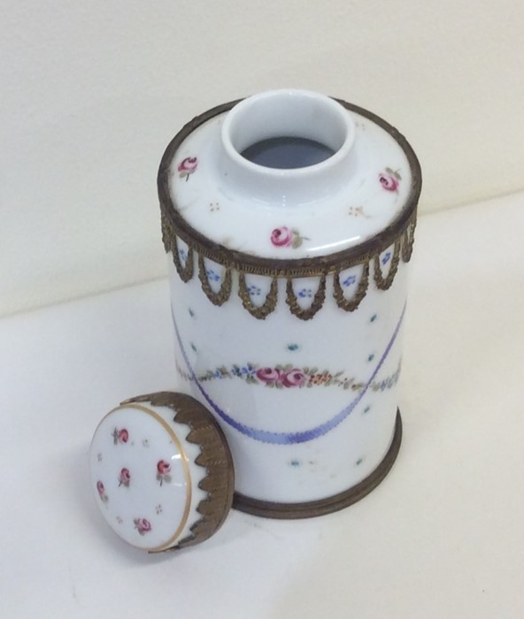 A French cylindrical tea caddy decorated with swag - Image 2 of 2