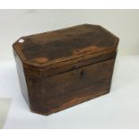 A Georgian mahogany tea caddy with crossbanded dec